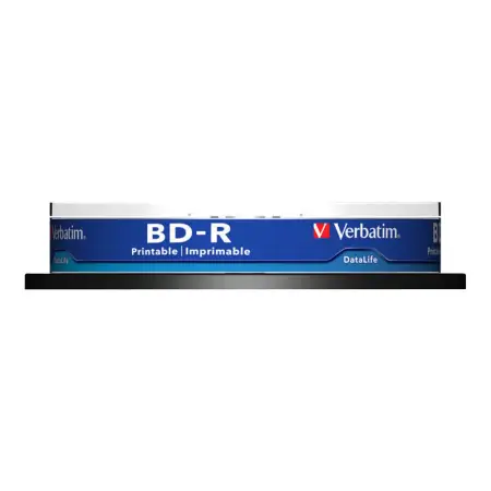 VERBATIM 43804 BluRay BD-R SL DATALIFE Verbatim Spindle 10 25GB 6x Wide PRINTABLE NO ID