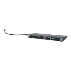 GEMBIRD A-CM-COMBO9-02 Adapter USB Typ-C 9w1 Hub3.0 + HDMI + DisplayPort + VGA + PD + LAN + dźwięk stereo szary