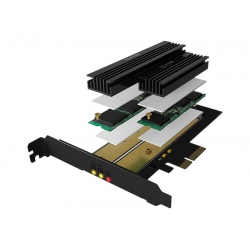 ICYBOX IB-PCI215M2-HSL IcyBox Karta PCIe do 2x M.2 SSD, heat sinks