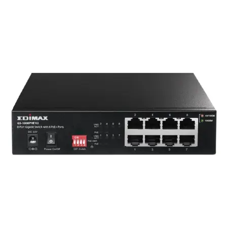 EDIMAX GS-1008PHE V2 Edimax GS-1008PHE Long Range 8x Gigabit Switch with 4 PoE+(60W tb) & DIP Switch