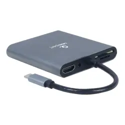 GEMBIRD A-CM-COMBO6-01 Multi Port Adapter USB Type C 6in1 Hub3.1 HDMI VGA PD card reader stereo audio space grey