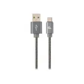 GEMBIRD CC-USB2S-AMCM-1M-BG Gembird kabel USB-C 2.0 (AM/CM) metalowe wtyki, oplot spiralny, 1m,szary metalik