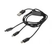 NATEC NKA-1202 Extreme Media kabel microUSB+ Lightning+ USB Typ-C do USB (M), 1m, czarny