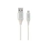 GEMBIRD CC-USB2B-AMmBM-1M-BW2 Gembird premium kabel micro USB 2.0 AM-MBM5P(metalowe wtyki,oplot) 1m,srebrn/bia