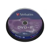 VERBATIM 43498 Verbatim DVD+R cake box 10 4.7GB 16x matte silver