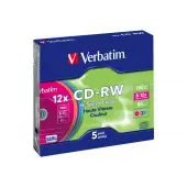 VERBATIM 43167 Verbatim CD-RW slim jewel case 5 700MB 12x Colour