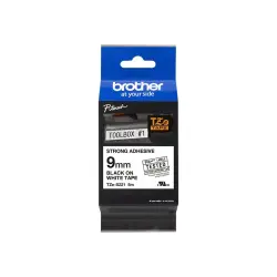 BROTHER TZeS221 Taśma Brother 9mm BLACK ON WHITE ADHESIVE TAPE