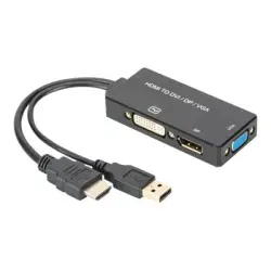 ASM AK-330403-002-S Adapter HDMI / USB 4K 30Hz UHD HDMI A / USB na DisplayPort+DVI+VGA czarny 0,2m