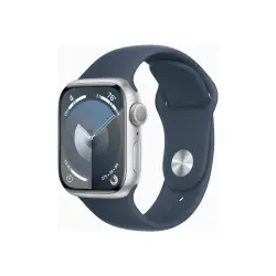 APPLE Watch Series 9 GPS 41mm Silver Aluminium Case with Storm Blue Sport Band - S/M