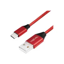 LOGILINK CU0147 LOGILINK - Kabel USB 2.0, USB-A na męski do USB-C męski, czerwony, 0,3 m