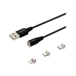 SAVIO CL-152 USB - USB Type C Micro and Lightning cable 3A 1m black