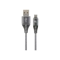 GEMBIRD CC-USB2B-AMCM-2M-WB2 Gembird premium kabel USB-C 2.0 (AM/CM) metalowe wtyki, oplot, 2m, szary/biały