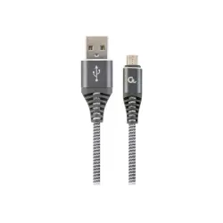 GEMBIRD CC-USB2B-AMmBM-1M-WB2 Gembird premium kabel micro USB 2.0 AM-MBM5P(metalowe wtyki,oplot) 1m,szary/biał