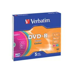VERBATIM 43557 Verbatim DVD-R slim jewel case 5 4.7GB 16x Colour