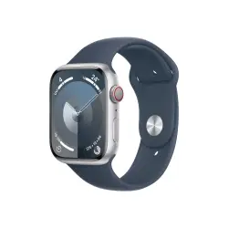 APPLE Watch Series 9 GPS + Cellular 45mm Silver Aluminium Case with Storm Blue Sport Band - S/M