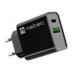 NATEC Ładowarka sieciowa Ribera USB-A + USB-C Power Delivery 20W czarna