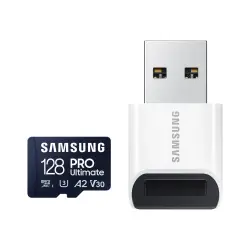 SAMSUNG Pro Ultimate microSD 128GB Memory Card UHS-I U3 FHD 4K UHD 200MB/s Read 130 MB/s Write for Smartphone Drone Incl USB-Reader
