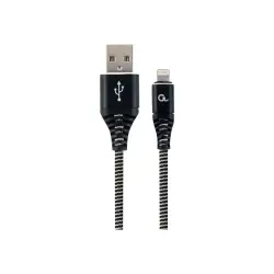 GEMBIRD CC-USB2B-AMLM-1M-BW Gembird Kabel Premium USB 2.0 do 8-pin (metalowe wtyki,oplot) 1m, czarny/biały