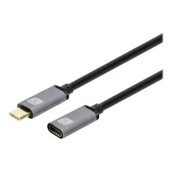 TECHLY Kabel Przedłużacz USB-C 3.2 Gen2 M/F 1m 100W 5A Czarny