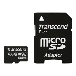 TRANSCEND TS4GUSDHC10 Transcend karta pamięci Micro SDHC 4GB Class 10 +adapter ( 20MB/s / Full HD )