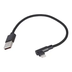 GEMBIRD CC-USB2-AMLML-0.2M Kabel USB - do 8 pin kątowy w oplocie tekstylnym 0.2m czarny