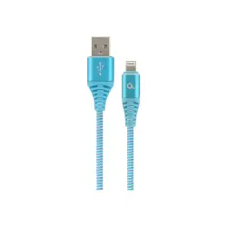 GEMBIRD CC-USB2B-AMLM-1M-VW Gembird Kabel Premium USB 2.0 do 8-pin (metalowe wtyki,oplot) 1m, turkus/biały