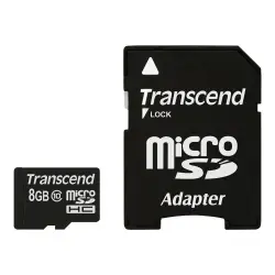 TRANSCEND TS8GUSDHC10 Transcend karta pamięci Micro SDHC 8GB Class 10 + adapter ( 20MB/s / Full HD )