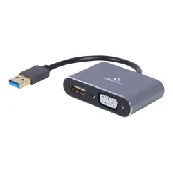 GEMBIRD A-USB3-HDMIVGA-01 Adapter z USB 3.0 na HDMI + VGA szary