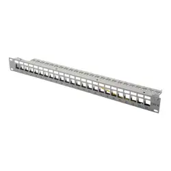 DIGITUS Patch Panel Case 1U for Keystone Module 24-Port 19Inch for RJ45 and LWL module grey RAL 7035