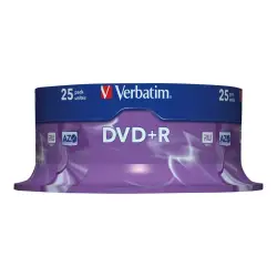 VERBATIM 43500 Verbatim DVD+R   cake box 25 4.7GB 16x matte silver