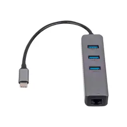 AKYGA Hub USB type C do 3x USB 3.0 AK-AD-66 z kartą sieciową 10/100/1000 15cm