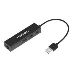 NATEC NHU-1413 Natec Hub USB 2.0 DRAGONFLY 3-ports + RJ45, Czarny