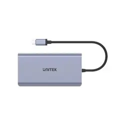 UNITEK D1056A HUB USB-C 2x USB 3.1 HDMI DP RJ45 Czytnik SD