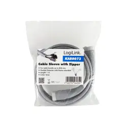 LOGILINK KAB0073 Cable sleeve with zipper Polyester Ø 50 mm grey 1m