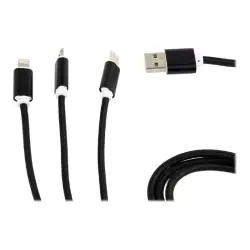 GEMBIRD CC-USB2-AM31-1M Gembird kabel USB 3w1 do ładowania micro USB/USB-C/8-pin, czarny, 1m