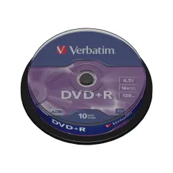 VERBATIM 43498 Verbatim DVD+R cake box 10 4.7GB 16x matte silver