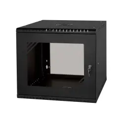 NETRACK Hanging Cabinet ECO-Line Rack 19inch 9U / 450mm - black glass door