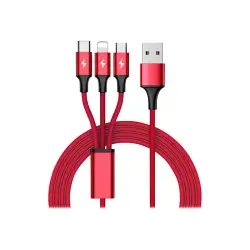 UNITEK C4049RD Kabel 3w1 USB-Typ-C/microUSB/Lightning 1.2m czerwony