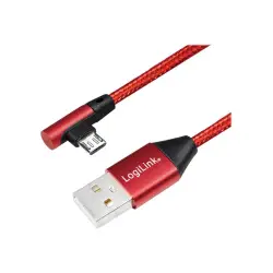 LOGILINK CU0149 LOGILINK - Kabel USB 2.0 kątowy 90  USB-A m do micro-USB m, czerwony 0,3m