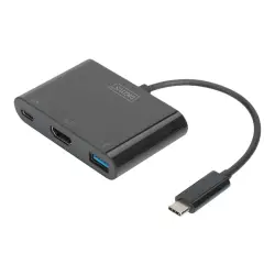 DIGITUS DA-70855 Multi Adapter HDMI 4K 30Hz UHD 1xUSB Typ C PD, 1xUSB A na USB 3.1 Typ C czarny