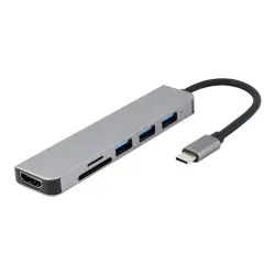GEMBIRD A-CM-COMBO6-02 Wieloportowy Adapter USB Type C 6w1 Hub + HDMI + czytnik kart