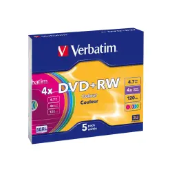 VERBATIM 43297 Verbatim DVD+RW   slim jewel case 5 4.7GB 4x Colour