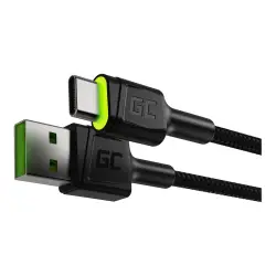 GREENCELL Cable GC Ray USB - USB-C 200cm green LED backlight Ultra Charge QC 3.0