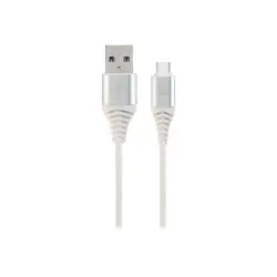 GEMBIRD CC-USB2B-AMCM-1M-BW2 Gembird premium kabel USB-C 2.0 (AM/CM) metalowe wtyki, oplot, 1m, srebrny/biały