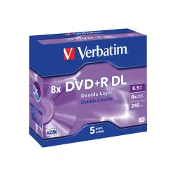 VERBATIM 43541 Verbatim DVD+R DLjewel case 5 8.5GB 8x matte silver