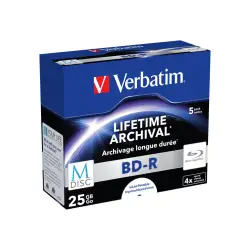 VERBATIM 43823 Verbatim BluRay M-DISC BD-Rjewel case 5 25GB 4x Inkjet Printable