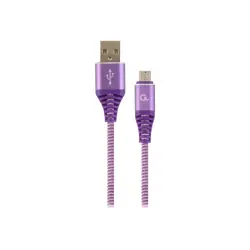 GEMBIRD CC-USB2B-AMmBM-2M-PW Gembird premium kabel micro USB 2.0 AM-MBM5P(metalowe wtyki,oplot) 2m,fiolet/bia