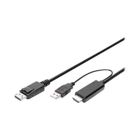 DIGITUS HDMI to DP adapter cable 2m 4K/30Hz external Power via USB - A