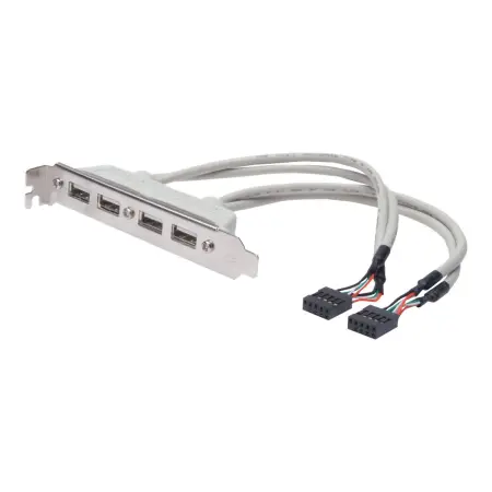 DIGITUS AK-300304-002-E Kabel na śledziu USB 2.0 HighSpeed Typ 2xIDC (5pin)/4xUSB A M/Ż szary 0,25m