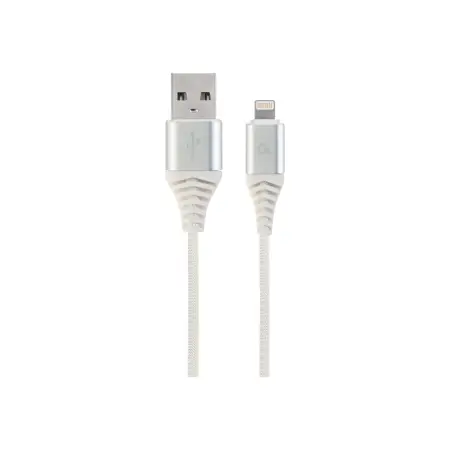 GEMBIRD CC-USB2B-AMLM-2M-BW2 Gembird Kabel Premium USB 2.0 do 8-pin (metalowe wtyki,oplot) 2m, srebrny/biały